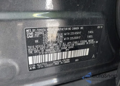 2019 Toyota Rav4 Le z USA, uszkodzony, nr VIN 2T3F1RFV3KC049580